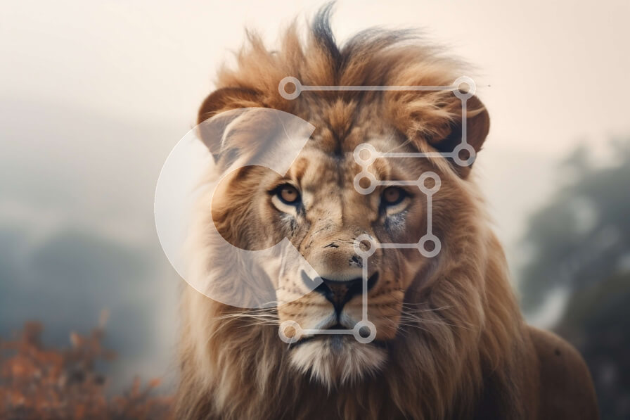 Σετ των 2 Intra Συλλεκτικό Ξύλινο Παζλ Plywood  4mm - Λιοντάρι στο δάσος με έντονο βλέμμα Σε Ξύλινο Κουτί - Διαστάσεις: 10x10 cm – 25 κομμάτια