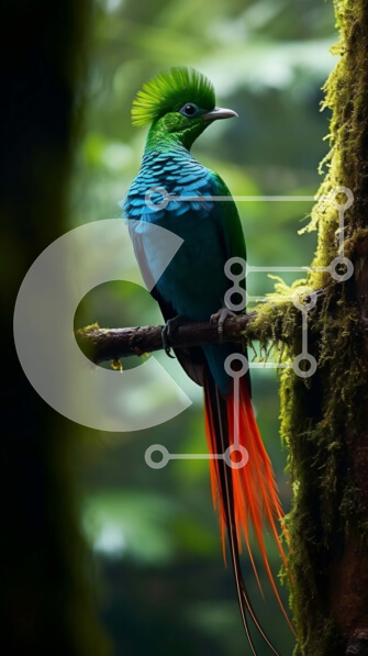 Σετ των 2 Intra Συλλεκτικό Ξύλινο Παζλ Plywood  4mm - Εκπληκτική εικόνα ενός πολύχρωμου πουλιού σε ένα ποώδη κλαδί σε μια ζούγκλα Σε Ξύλινο Κουτί - Διαστάσεις: 10x10 cm – 25 κομμάτια