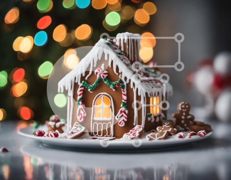 Intra Συλλεκτικό Ξύλινο Παζλ Plywood  4mm - Σπίτι με μελόψωμο στο διακοσμητικό πιάτο με το χριστουγεννιάτικο δέντρο Σε Ξύλινο Κουτί - Διαστάσεις: 10x10 cm – 25 κομμάτια