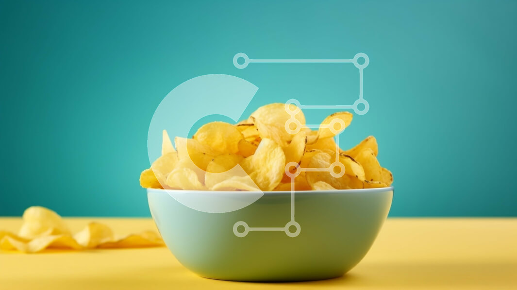 Σετ των 2 Intra Συλλεκτικό Ξύλινο Παζλ Plywood  4mm - Μπολ με πατατάκια σε πολύχρωμο φόντο Σε Ξύλινο Κουτί - Διαστάσεις: 10x10 cm – 25 κομμάτια