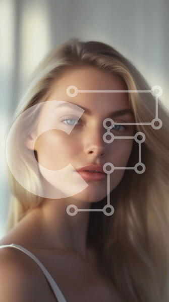 Intra Συλλεκτικό Ξύλινο Παζλ Plywood  4mm - Πανέμορφη ξανθιά γυναίκα με λευκό φανελάκι και σπαστά μαλλιά Σε Ξύλινο Κουτί - Διαστάσεις Puzzle: 10x10 cm – 25 κομμάτια