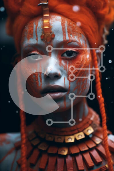 Intra Συλλεκτικό Ξύλινο Παζλ Plywood  4mm - Όμορφη εικόνα μιας γυναίκας με πορτοκαλί δέρμα και φτερωτό κόμμωμα Σε Ξύλινο Κουτί - Διαστάσεις Puzzle: 10x10 cm – 25 κομμάτια