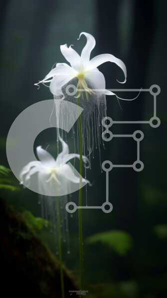 Σετ των 2 Intra Συλλεκτικό Ξύλινο Παζλ Plywood  4mm - Όμορφη εικόνα ενός λευκού λουλουδιού σε ένα ομιχλώδες δάσος με σταγόνες δροσιάς Σε Ξύλινο Κουτί - Διαστάσεις: 10x10 cm – 25 κομμάτια