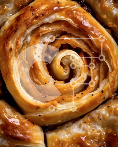 Σετ των 2 Intra Συλλεκτικό Ξύλινο Παζλ Plywood  4mm - Νόστιμη εικόνα μιας φρεσκοψημένης ζύμης με ένα σπειροειδές σχέδιο Σε Ξύλινο Κουτί - Διαστάσεις: 10x10 cm – 25 κομμάτια