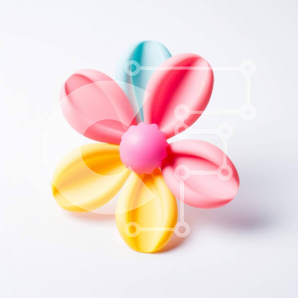 Intra Συλλεκτικό Ξύλινο Παζλ Plywood  4mm - Πολύχρωμο παιχνίδι λουλουδιών σε άσπρο φόντο Σε Ξύλινο Κουτί - Διαστάσεις Puzzle: 10x10 cm – 25 κομμάτια