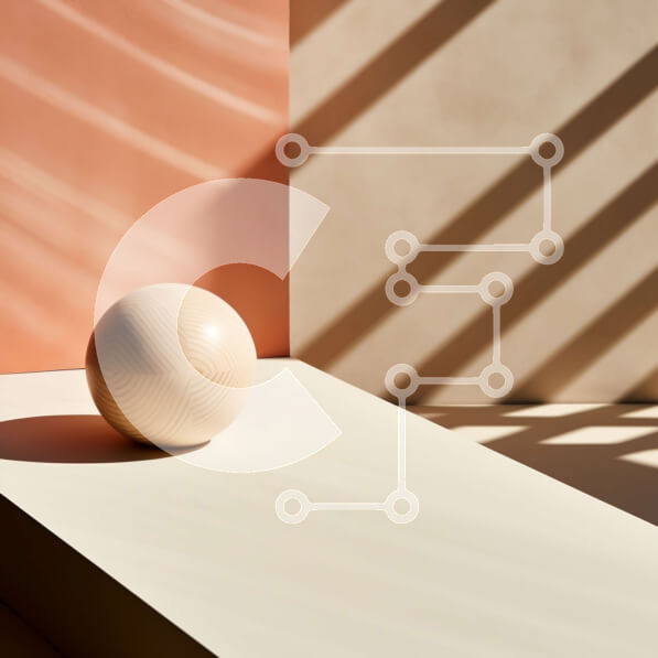 Intra Συλλεκτικό Ξύλινο Παζλ Plywood  4mm - Λευκή μπάλα σε πορτοκαλί τραπέζι με σκιές Σε Ξύλινο Κουτί - Διαστάσεις Puzzle: 10x10 cm – 25 κομμάτια