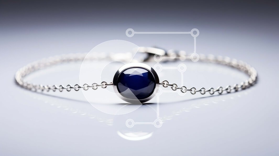 Intra Συλλεκτικό Ξύλινο Παζλ Plywood  4mm - Ασημένιο βραχιόλι με οβάλ σχήματος μπλε πέτρα Σε Ξύλινο Κουτί - Διαστάσεις Puzzle: 10x10 cm – 25 κομμάτια