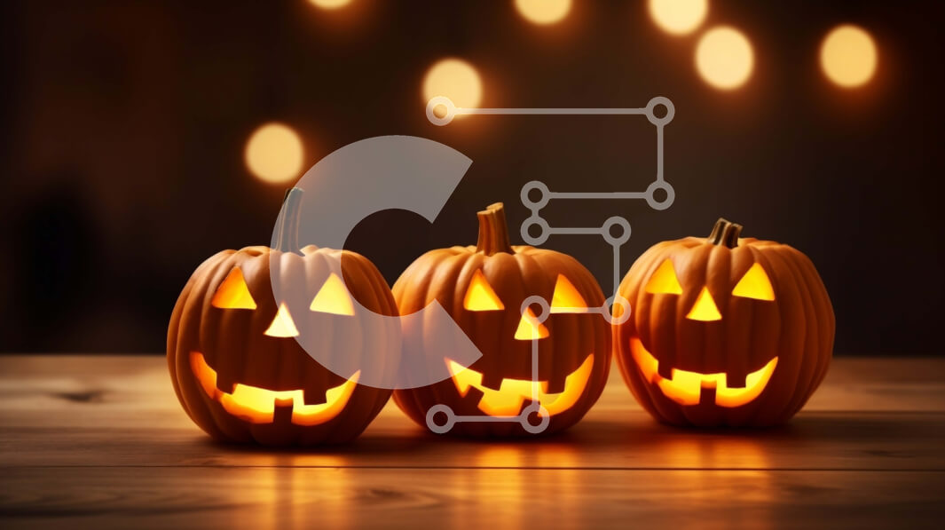 Intra Συλλεκτικό Ξύλινο Παζλ Plywood  4mm - Τρεις σκαλιστές κολοκύθες σε ένα ξύλινο τραπέζι Σε Ξύλινο Κουτί - Διαστάσεις: 10x10 cm – 25 κομμάτια