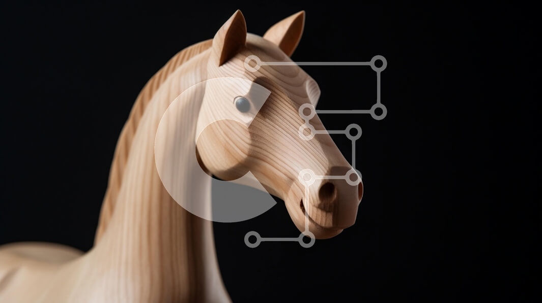 Intra Συλλεκτικό Ξύλινο Παζλ Plywood  4mm - Όμορφο ξύλινο άγαλμα αλόγων σε δραματικό μαύρο φόντο Σε Ξύλινο Κουτί - Διαστάσεις: 10x10 cm – 25 κομμάτια