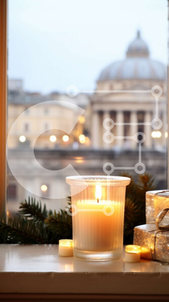 Intra Συλλεκτικό Ξύλινο Παζλ Plywood  4mm - Γιορτινό κερί με δώρα και στεφάνι στο περβάζι Σε Ξύλινο Κουτί - Διαστάσεις: 10x10 cm – 25 κομμάτια