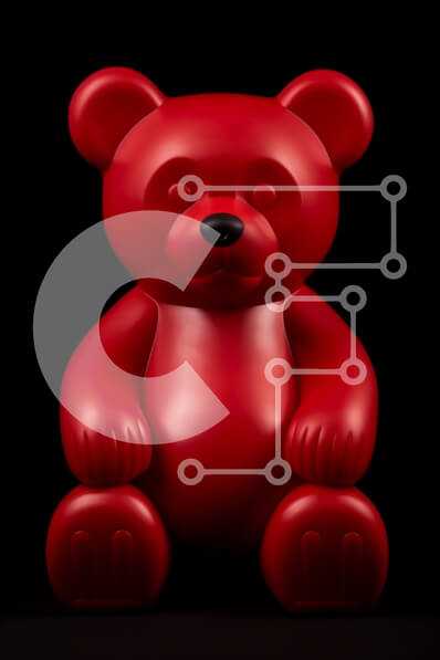 Intra Συλλεκτικό Ξύλινο Παζλ Plywood  4mm - Κόκκινο αρκουδάκι σε μαύρο φόντο Σε Ξύλινο Κουτί - Διαστάσεις: 10x10 cm – 25 κομμάτια