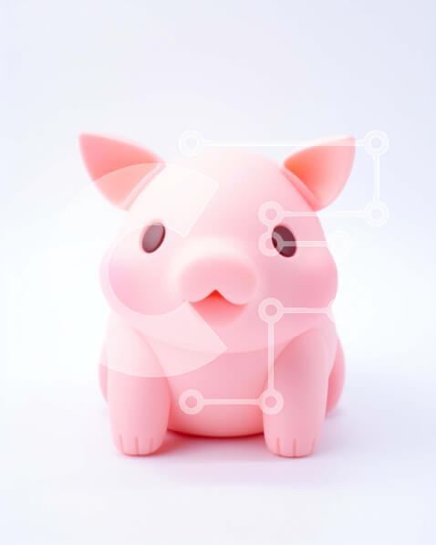 Intra Συλλεκτικό Ξύλινο Παζλ Plywood  4mm - Ροζ παιχνίδι γουρουνάκι σε υπόλευκο φόντο Σε Ξύλινο Κουτί - Διαστάσεις Puzzle: 10x10 cm – 25 κομμάτια