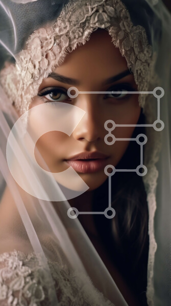 Intra Συλλεκτικό Ξύλινο Παζλ Plywood  4mm - Εκπληκτική νύφη με λευκή δαντέλα νυφικό με πέπλο και μπουκέτο λουλούδια Σε Ξύλινο Κουτί - Διαστάσεις Puzzle: 10x10 cm – 25 κομμάτια