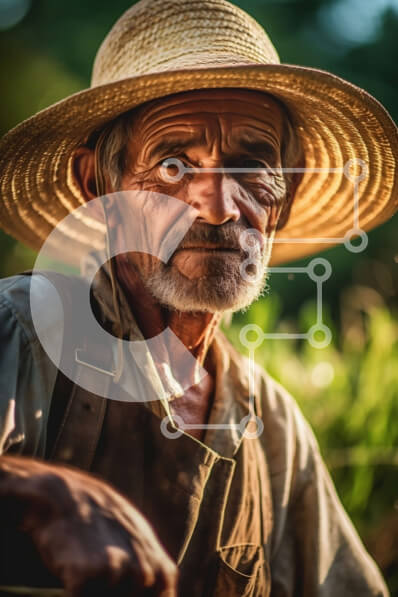 Intra Συλλεκτικό Ξύλινο Παζλ Plywood  4mm - Σοβαρός ηλικιωμένος με σκαπάνη σε χωράφι Σε Ξύλινο Κουτί - Διαστάσεις Puzzle: 10x10 cm – 25 κομμάτια