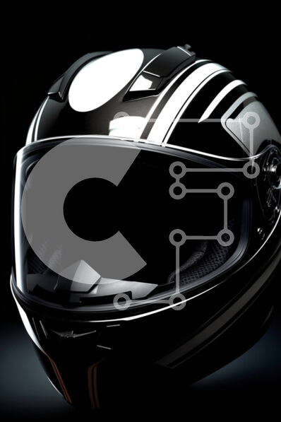 Intra Συλλεκτικό Ξύλινο Παζλ Plywood  4mm - Ασπρόμαυρο κράνος μοτοσυκλέτας σε μαύρο φόντο Σε Ξύλινο Κουτί - Διαστάσεις: 10x10 cm – 25 κομμάτια