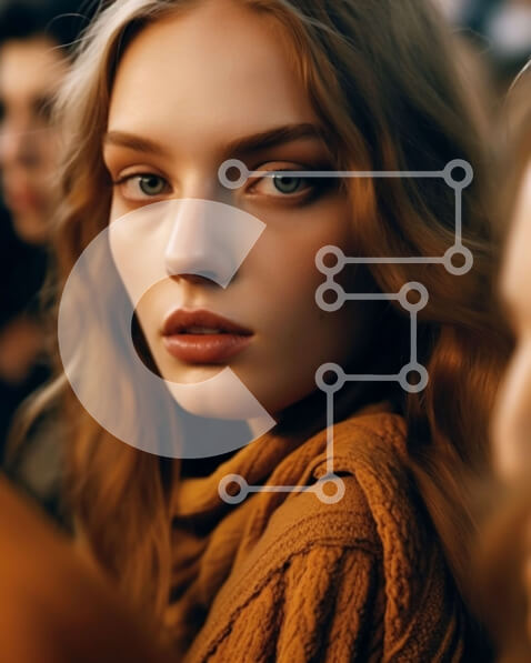 Intra Συλλεκτικό Ξύλινο Παζλ Plywood  4mm - Εκπληκτικό πορτρέτο μιας γυναίκας με κυματιστά κοκκινοκαφέ μαλλιά και καφέ πουλόβερ Σε Ξύλινο Κουτί - Διαστάσεις Puzzle: 10x10 cm – 25 κομμάτια