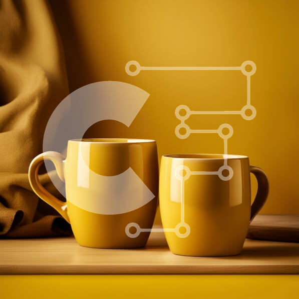 Intra Συλλεκτικό Ξύλινο Παζλ Plywood  4mm - Κομψές κίτρινες κούπες σε ρουστίκ ξύλινο φόντο Σε Ξύλινο Κουτί - Διαστάσεις: 10x10 cm – 25 κομμάτια