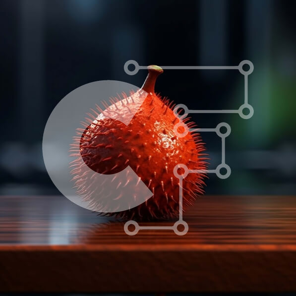 Σετ των 2 Intra Συλλεκτικό Ξύλινο Παζλ Plywood  4mm - Όμορφη εικόνα ενός κόκκινου φρούτου Durian σε ένα ξύλινο τραπέζι Σε Ξύλινο Κουτί - Διαστάσεις: 10x10 cm – 25 κομμάτια