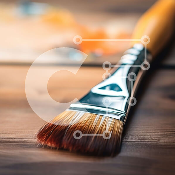 Intra Συλλεκτικό Ξύλινο Παζλ Plywood  4mm - Πινέλο ζωγραφικής σε ημιτελές ξύλινο τραπέζι Σε Ξύλινο Κουτί - Διαστάσεις Puzzle: 10x10 cm – 25 κομμάτια