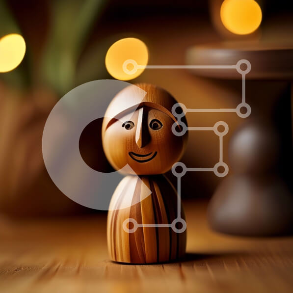 Intra Συλλεκτικό Ξύλινο Παζλ Plywood  4mm - Περίτεχνα σκαλισμένο ξύλινο άγαλμα μιας χαμογελαστής γυναίκας Σε Ξύλινο Κουτί - Διαστάσεις Puzzle: 10x10 cm – 25 κομμάτια