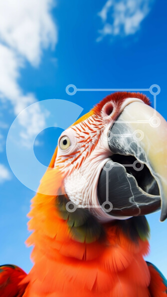 Σετ των 2 Intra Συλλεκτικό Ξύλινο Παζλ Plywood  4mm - Κοντινό πλάνο πορτοκαλί και μαύρου παπαγάλου με ανοιχτό ράμφος Σε Ξύλινο Κουτί - Διαστάσεις: 10x10 cm – 25 κομμάτια