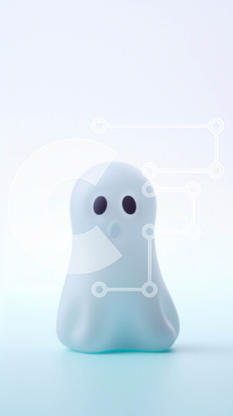 Intra Συλλεκτικό Ξύλινο Παζλ Plywood  4mm - Μικρό λευκό ειδώλιο φάντασμα σε πορτοκαλί φόντο Σε Ξύλινο Κουτί - Διαστάσεις Puzzle: 10x10 cm – 25 κομμάτια