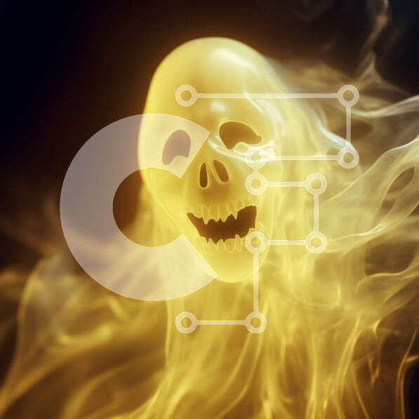 Intra Συλλεκτικό Ξύλινο Παζλ Plywood  4mm - Κίτρινο κρανίο που επιπλέει στον αέρα με τις φλόγες Σε Ξύλινο Κουτί - Διαστάσεις Puzzle: 10x10 cm – 25 κομμάτια