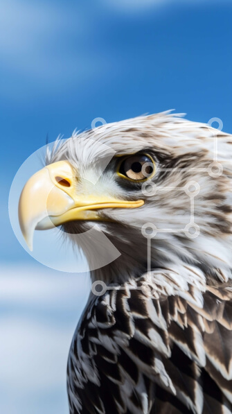 Σετ των 2 Intra Συλλεκτικό Ξύλινο Παζλ Plywood  4mm - Κοντινό πλάνο ενός αετού που κοιτάζει την κάμερα Σε Ξύλινο Κουτί - Διαστάσεις: 10x10 cm – 25 κομμάτια