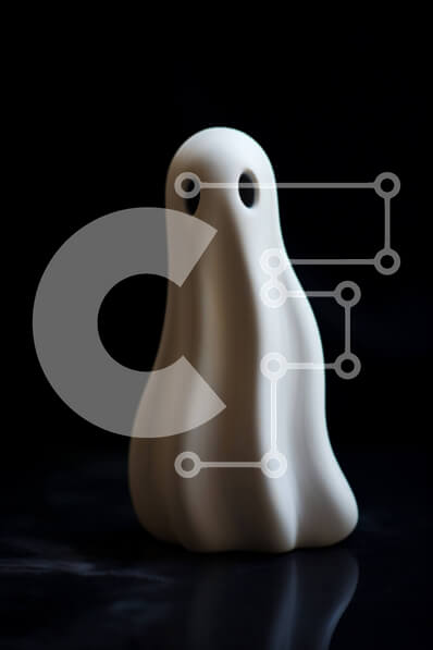 Intra Συλλεκτικό Ξύλινο Παζλ Plywood  4mm - Λευκό ειδώλιο φάντασμα σε μαύρη επιφάνεια Σε Ξύλινο Κουτί - Διαστάσεις Puzzle: 10x10 cm – 25 κομμάτια