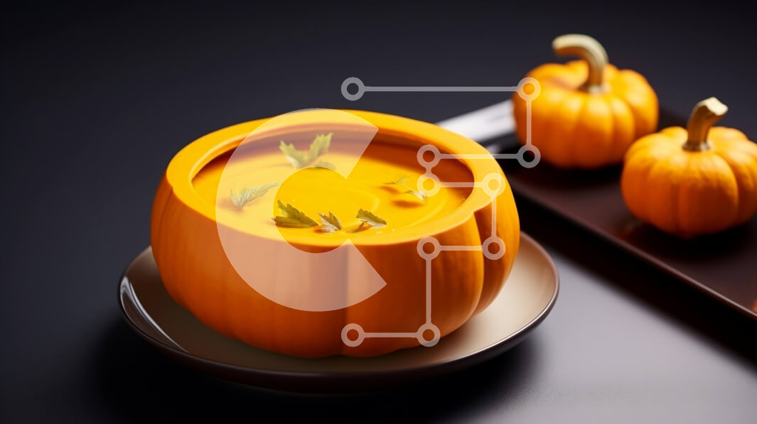 Σετ των 2 Intra Συλλεκτικό Ξύλινο Παζλ Plywood  4mm - Μπολ με κολοκυθόσουπα με μικρές κολοκύθες και μαχαίρι Σε Ξύλινο Κουτί - Διαστάσεις: 10x10 cm – 25 κομμάτια