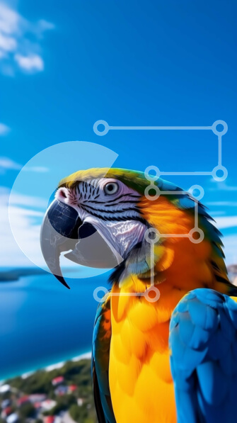 Σετ των 2 Intra Συλλεκτικό Ξύλινο Παζλ Plywood  4mm - Πολύχρωμος παπαγάλος που απολαμβάνει τη θέα Σε Ξύλινο Κουτί - Διαστάσεις: 10x10 cm – 25 κομμάτια