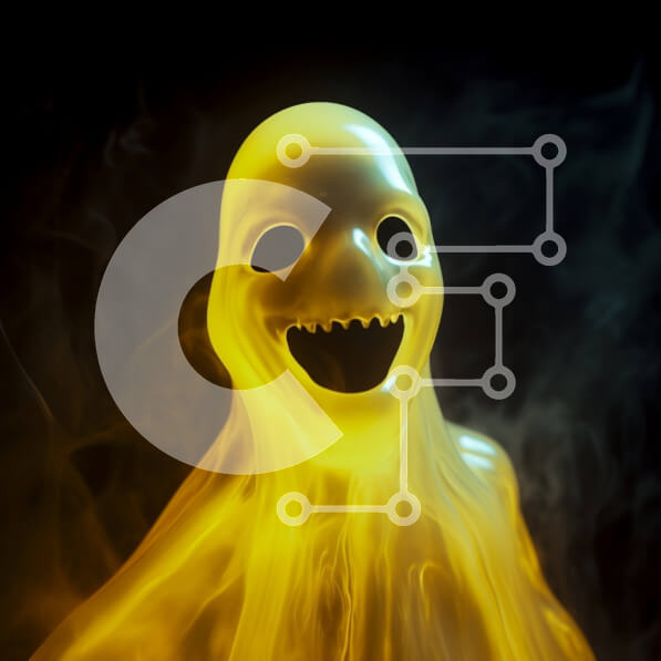 Intra Συλλεκτικό Ξύλινο Παζλ Plywood  4mm - Κίτρινο φάντασμα που επιπλέει στον αέρα Σε Ξύλινο Κουτί - Διαστάσεις Puzzle: 10x10 cm – 25 κομμάτια