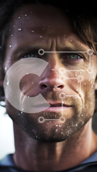 Intra Συλλεκτικό Ξύλινο Παζλ Plywood  4mm - Άνδρας με μακριά μαλλιά και γένια που φορά μαύρο πουκάμισο στη βροχή Σε Ξύλινο Κουτί - Διαστάσεις Puzzle: 10x10 cm – 25 κομμάτια