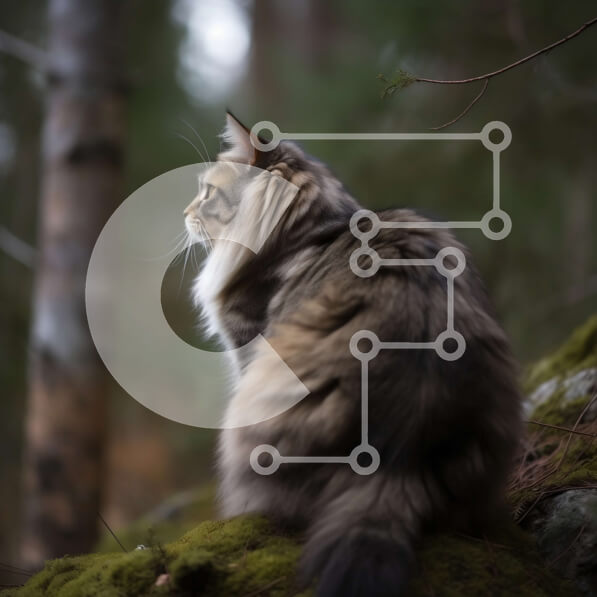 Intra Συλλεκτικό Ξύλινο Παζλ Plywood  4mm - Όμορφη εικόνα μιας μακρυμάλλης γάτας σε ένα δάσος Σε Ξύλινο Κουτί - Διαστάσεις: 10x10 cm – 25 κομμάτια