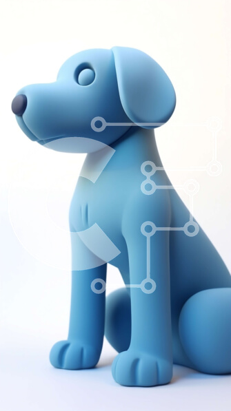 Σετ των 2 Intra Συλλεκτικό Ξύλινο Παζλ Plywood  4mm - Μπλε σκύλος παιχνίδι κάθεται και κοιτάζει ψηλά στην κάμερα Σε Ξύλινο Κουτί - Διαστάσεις: 10x10 cm – 25 κομμάτια