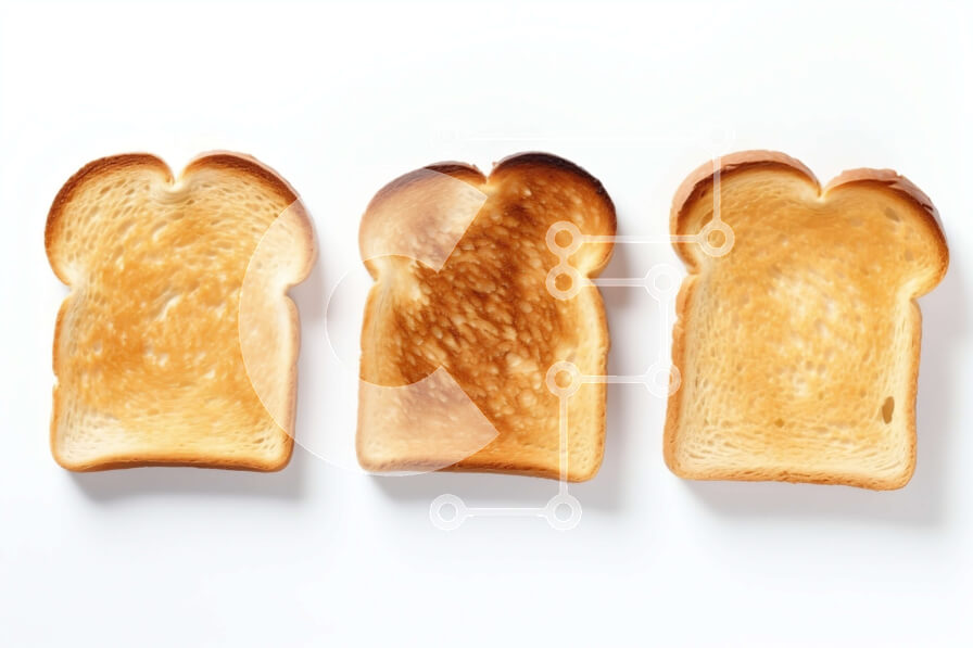 Σετ των 2 Intra Συλλεκτικό Ξύλινο Παζλ Plywood  4mm - Φέτες ψωμιού σε λευκό φόντο Σε Ξύλινο Κουτί - Διαστάσεις: 10x10 cm – 25 κομμάτια