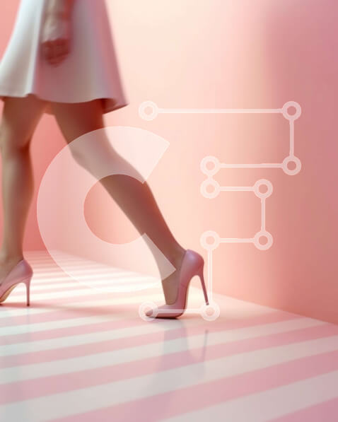 Intra Συλλεκτικό Ξύλινο Παζλ Plywood  4mm - Όμορφη εικόνα μιας γυναίκας με λευκό φόρεμα και ροζ ψηλοτάκουνα Σε Ξύλινο Κουτί - Διαστάσεις Puzzle: 10x10 cm – 25 κομμάτια