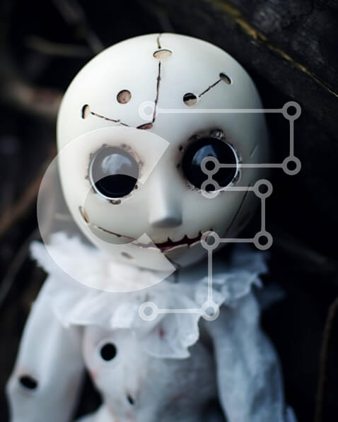 Intra Συλλεκτικό Ξύλινο Παζλ Plywood  4mm - Λευκή κούκλα με μαύρα μάτια στο έδαφος Σε Ξύλινο Κουτί - Διαστάσεις Puzzle: 10x10 cm – 25 κομμάτια