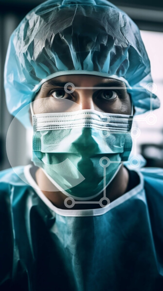 Intra Συλλεκτικό Ξύλινο Παζλ Plywood  4mm - Σοβαρός άνδρας χειρουργός στο χειρουργείο με ιατρικό εξοπλισμό Σε Ξύλινο Κουτί - Διαστάσεις Puzzle: 10x10 cm – 25 κομμάτια