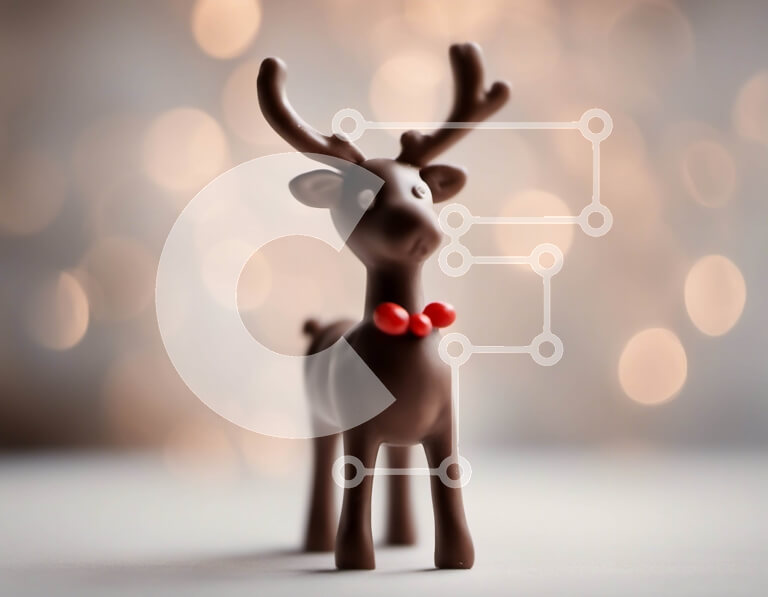 Intra Συλλεκτικό Ξύλινο Παζλ Plywood  4mm - Σοκολατένιο ειδώλιο τάρανδος διακόσμηση για τις γιορτές Σε Ξύλινο Κουτί - Διαστάσεις: 10x10 cm – 25 κομμάτια