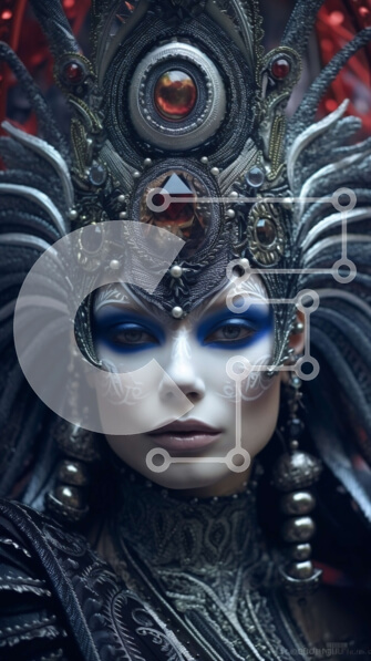 Intra Συλλεκτικό Ξύλινο Παζλ Plywood  4mm - Εκπληκτική εικόνα γυναίκας που φορά μια φουτουριστική περίτεχνη κόμμωση Σε Ξύλινο Κουτί - Διαστάσεις Puzzle: 10x10 cm – 25 κομμάτια