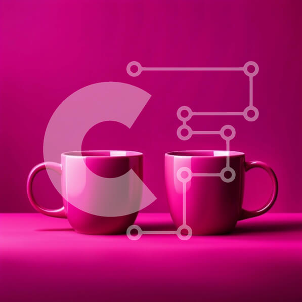 Intra Συλλεκτικό Ξύλινο Παζλ Plywood  4mm - Όμορφη εικόνα δύο ροζ κούπες σε ροζ επιφάνεια Σε Ξύλινο Κουτί - Διαστάσεις Puzzle: 10x10 cm – 25 κομμάτια