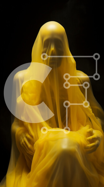 Intra Συλλεκτικό Ξύλινο Παζλ Plywood  4mm - Κίτρινο γλυπτό αγνώστου ανθρωποειδούς Σε Ξύλινο Κουτί - Διαστάσεις Puzzle: 10x10 cm – 25 κομμάτια