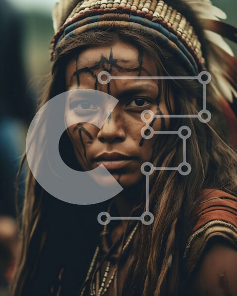 Intra Συλλεκτικό Ξύλινο Παζλ Plywood  4mm - Όμορφη εικόνα της ιθαγενούς Αμερικανίδας με παραδοσιακά ρούχα και κόμμωση Σε Ξύλινο Κουτί - Διαστάσεις Puzzle: 10x10 cm – 25 κομμάτια