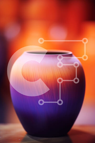 Intra Συλλεκτικό Ξύλινο Παζλ Plywood  4mm - Μωβ βάζο με πορτοκαλί και μωβ χρωματικό σχέδιο Σε Ξύλινο Κουτί - Διαστάσεις Puzzle: 10x10 cm – 25 κομμάτια