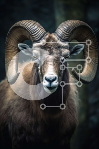 Σετ των 2 Intra Συλλεκτικό Ξύλινο Παζλ Plywood  4mm - Όμορφη εικόνα ενός καφέ κριού με σγουρά κέρατα σε ένα δάσος Σε Ξύλινο Κουτί - Διαστάσεις: 10x10 cm – 25 κομμάτια