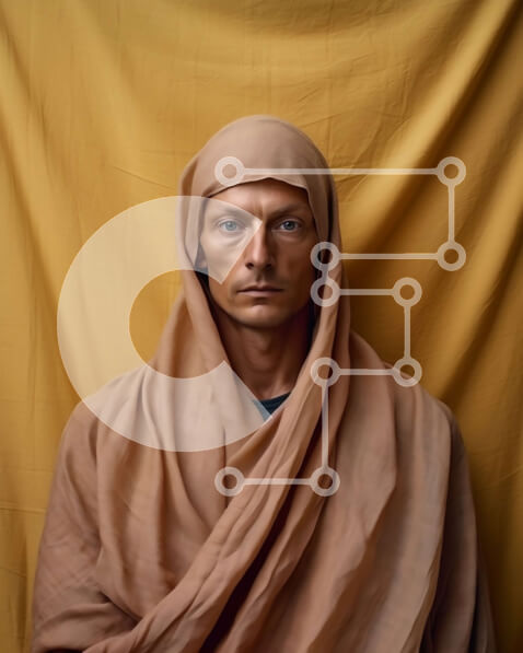 Intra Συλλεκτικό Ξύλινο Παζλ Plywood  4mm - Πορτρέτο ενός άνδρα με καφέ ρόμπα σε κίτρινο φόντο Σε Ξύλινο Κουτί - Διαστάσεις Puzzle: 10x10 cm – 25 κομμάτια