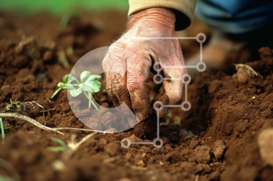 Intra Συλλεκτικό Ξύλινο Παζλ Plywood  4mm - Χέρια ηλικιωμένου που φυτεύουν ένα δενδρύλλιο σε έναν κήπο Σε Ξύλινο Κουτί - Διαστάσεις: 10x10 cm – 25 κομμάτια