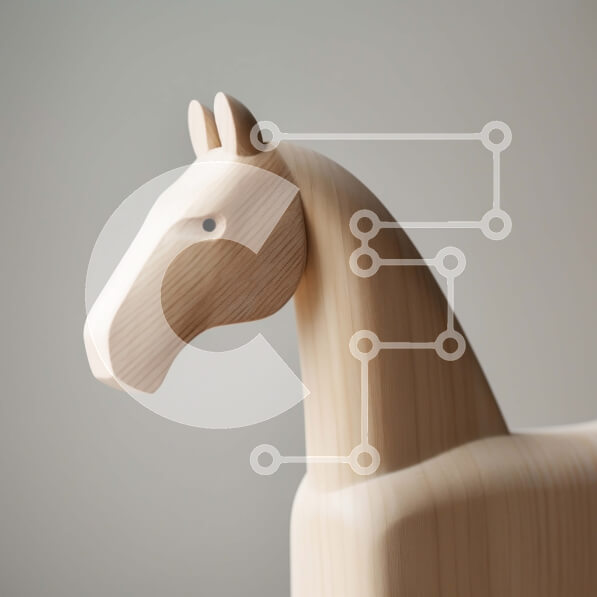 Intra Συλλεκτικό Ξύλινο Παζλ Plywood  4mm - Όμορφο ξύλινο άγαλμα αλόγων σε ξύλινη βάση Σε Ξύλινο Κουτί - Διαστάσεις: 10x10 cm – 25 κομμάτια