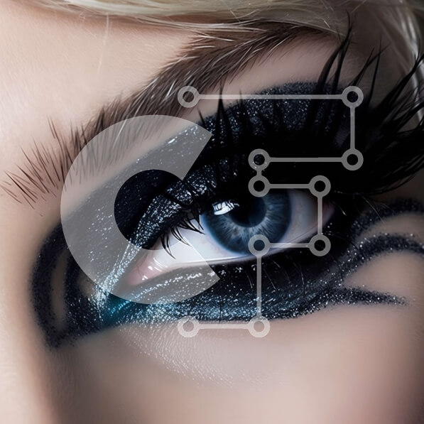 Σετ των 2 Intra Συλλεκτικό Ξύλινο Παζλ Plywood  4mm - Εκπληκτική κοντινή πλάνο μακιγιάζ ματιών με μπλε και μαύρες αποχρώσεις Σε Ξύλινο Κουτί - Διαστάσεις: 10x10 cm – 25 κομμάτια